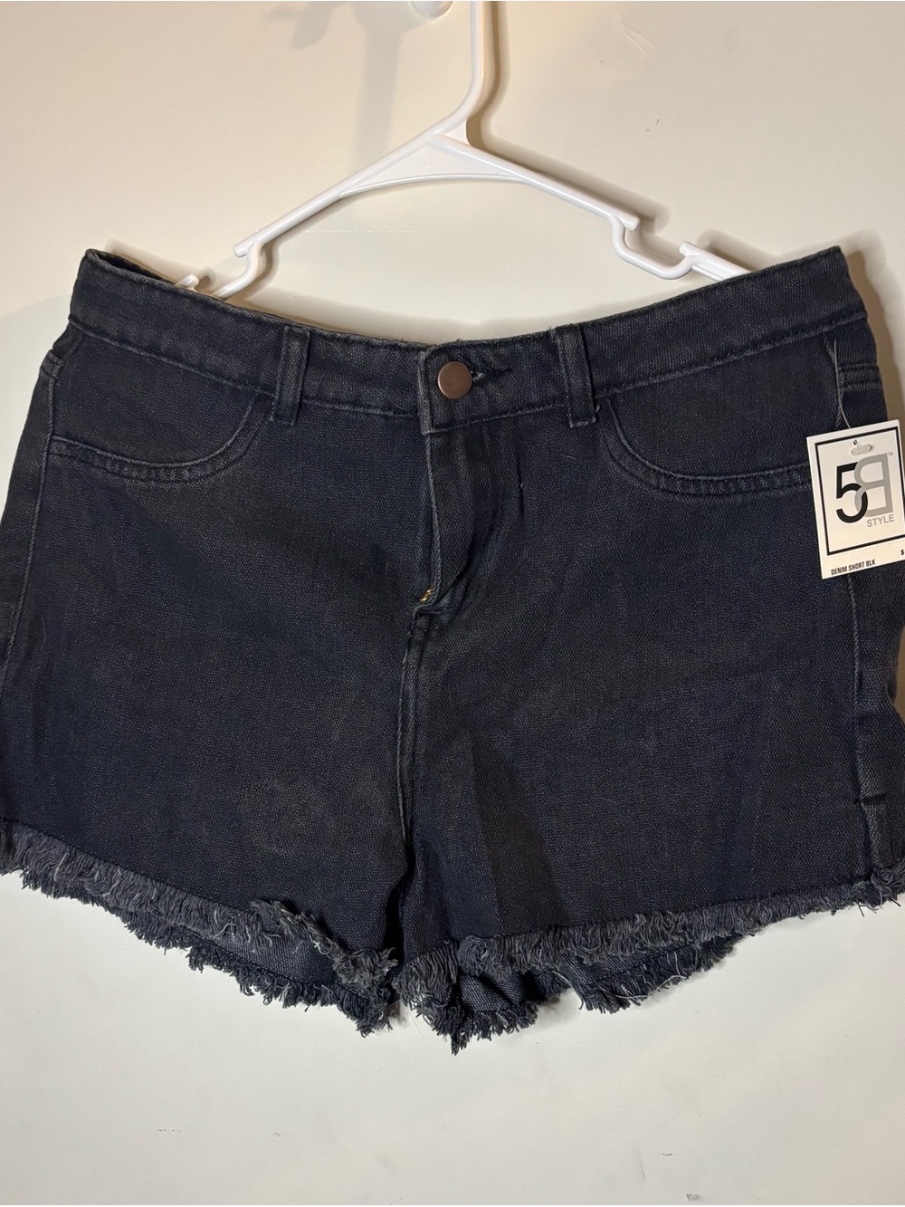 Dark Wash Frayed Hem Women's Denim Shorts